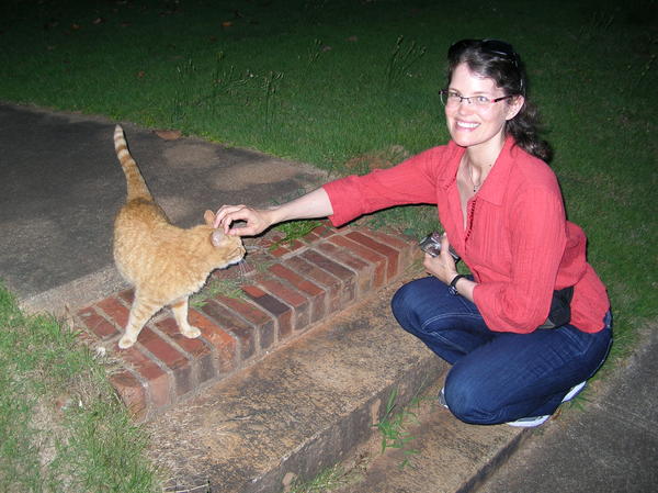 A friendly tabby cat and I, June 2014